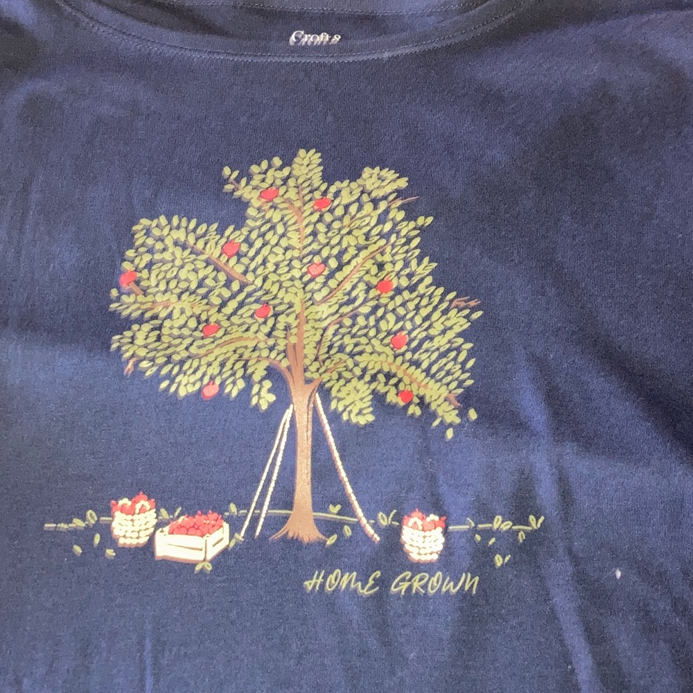 Croft & Barrow Navy Long Sleeve Tee with Tree Design